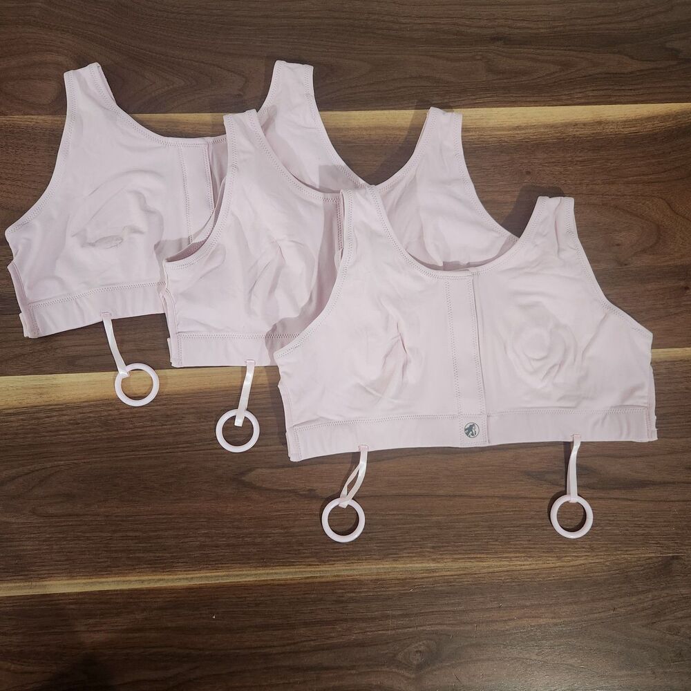Masthead Elizabeth Pink Bra Front Closure Post Op Surgical 042 Large Set of 3